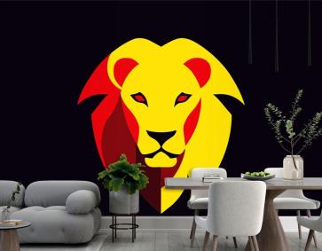 Aslan Başı Logosu Sarı Kırmızı Duvar Kağıdı