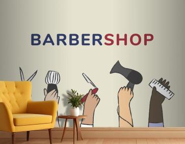 Berber Dükkanı Için Çizim Kuaför Duvar Kağıdı
