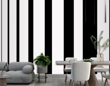 Beyaz Siyah Çizgili Desen Tasarım Duvar Kağıdı