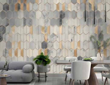 Altın Tarzı Süs Duvar Kağıdı  Ile Siyah Mermer