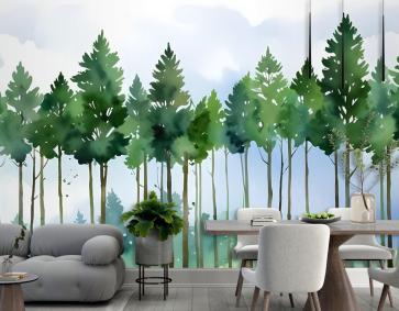 Karikatür Kavak Ağacı Duvar Kağıdı