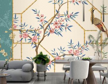 Suluboya Handpainted Gül Şakayık Çiçeği Soyut Duvar Kağıdı 