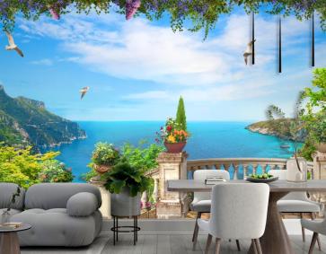 Doğa Ve Mimari Uyumunda Bir Manzara Duvar Kağıdı