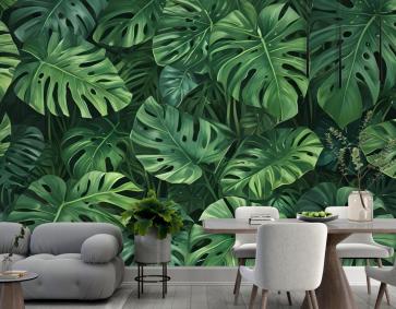 Yeşil Tropikal Yapraklar Duvar Kağıdı