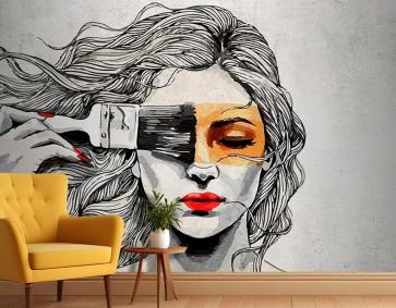 Güzellik Salonu Boya Fırça Kadın Duvar Kağıdı
