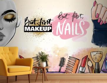 Kadın Güzellik Salonu Sulu Boya Tarzı Duvar Kağıdı