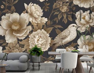 Şakayık Çiçekleri Kuş Duvar Kağıdı 