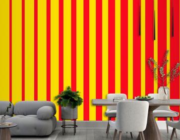 Soyut Geometrik Desen Sarı Kırmızı Duvar Kağıdı