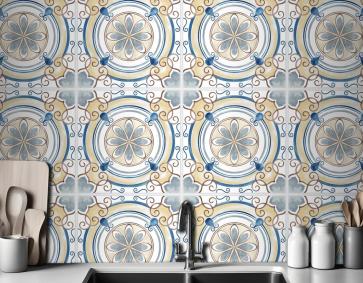 Fayans Dokulu Desen Mutfak Duvar Kağıdı 