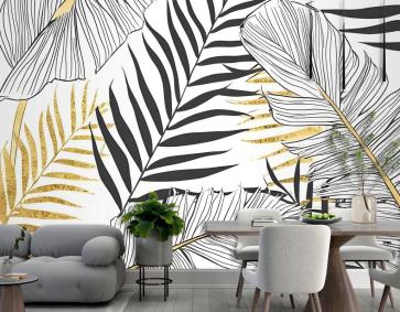 Tropikal Altın Yaprak Duvar Kağıdı 