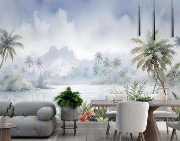 Göl Manzarası Duvar Kağıdı  İle Vintage Orman