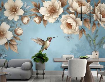 Suluboya Çiçek Pastel Çiçek Duvar Kağıdı 