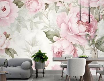 Suluboya Pembe Şakayık Çiçek Çiçeği Duvar Kağıdı