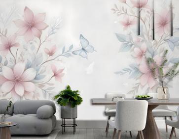 Suluboya Yumuşak Çiçek Duvar Kağıdı 
