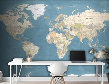 Dünya Haritası Vintage Karanlık Siyasi Duvar Kağıdı 