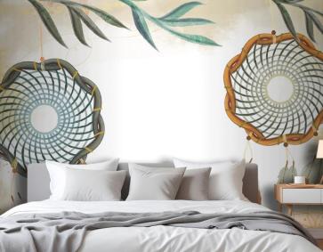 Suluboya Boho Arka Plan Yatak Odası Duvar Kağıdı