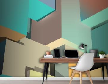 Küp Labirent Arka Plan Ofis Duvar Kağıdı