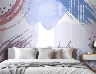 Yaprakları Ile Suluboya Soyut Arka Plan Yatak Odası Duvar Kağıdı