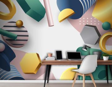 Degrade 3D Geometrik Ofis Duvar Kağıdı