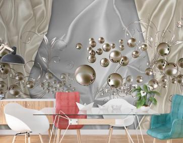 3D Duvar Kağıdı Gümüş Toplar