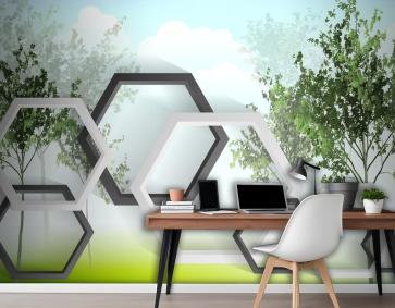 Ağaçlarla Ekoloji Orman Manzarası Soyut Ofis Duvar Kağıdı