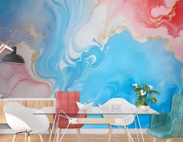 Kırmızı Sıçrama Duvar Kağıdı  Ile Mavi Mermer