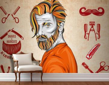 Boyalı Saç Erkek Kuaför Duvar Kağıdı