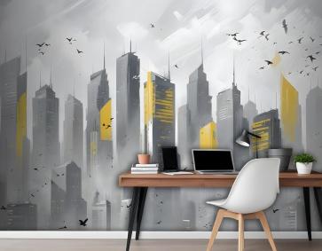 Şehir Manzarası Sarı Şehir Işık Duvar Kağıdı 