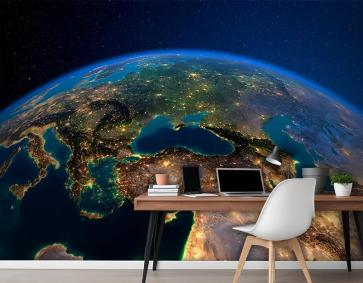 Gökyüzünden Türkiye  Dünya Haritası Duvar Kağıdı