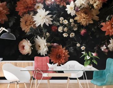 Altın Çağ Büyük Ve Koyu Çiçek Duvar Kağıdı