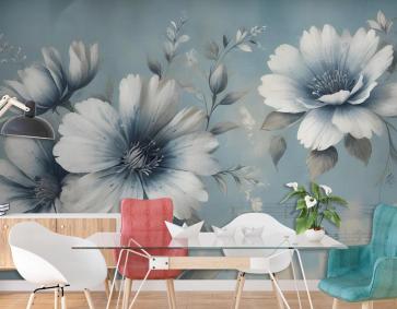 Müzik Notaları Ile Hafif Çiçek Duvar Kağıdı