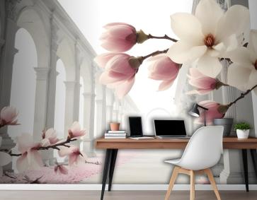Sütun Duvar Kağıdı  Ile Manolya Çiçeği