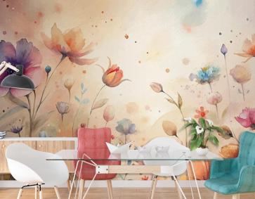 Güzel Kır Çiçeklerinden Minimalist Bir Zemin Duvar Kağıdı