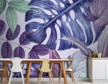 Mor Yapraklı Çerçeve Tasarımı Mutfak Duvar Kağıdı