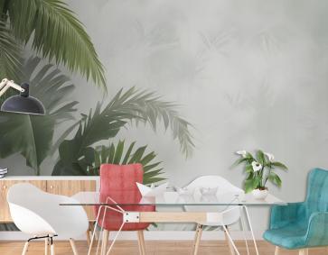 Tropikal Yeşil Palmiye Yaprakları Duvar Kağıdı