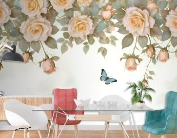 Vintage Turuncu Güller Duvar Kağıdı