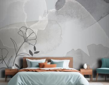 Suluboya Elle Çizilmiş Arka Plan Çiçekli Yatak Odası Duvar Kağıdı