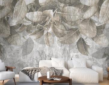 Bej Yapraklar Duvar Kağıdı Tropikal Duvar Kağıtları