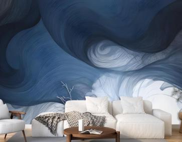 Soyut Koyu Mavi Fırça Duvar Kağıdı 