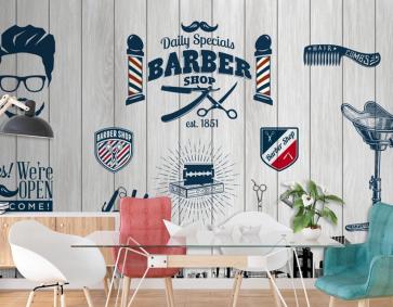 Ahşap Arka Plan New York Temalı Berber Duvar Kağıdı