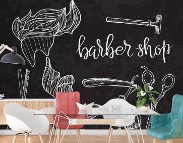 Berber Dükkanı Için Ikon Seti Kuaför Duvar Kağıdı