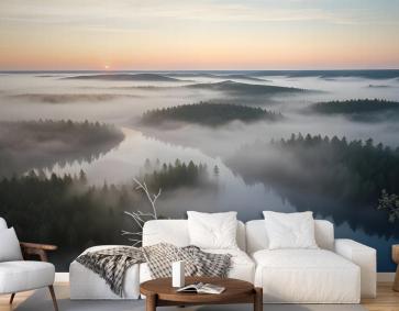 Sisli Nehir Ormanı Manzara Duvar Kağıdı 