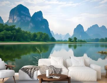 Dağlarla Orman Gölü Manzarası Duvar Kağıdı