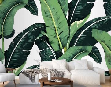 Yeşil Muz Yaprağı Desen Duvar Kağıdı