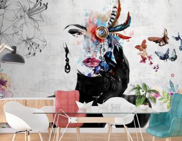 Güzellik Salonu Suluboya Tarzı Duvar Kağıdı