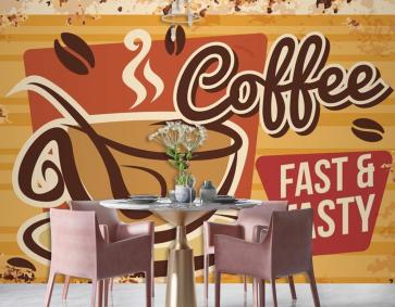 Kahve Paslı Metal Levha Vintage Cafe Duvar Kağıdı