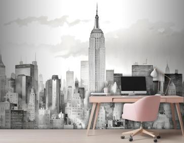 Tek Renkli Kömür New York City Duvar Kağıdı 