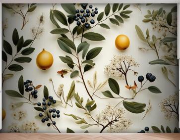 Çok Renkli Vektör Çiçek Desenli Tasarım Mutfak Duvar Kağıdı