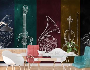 Müzik Aletleri Renkli Duvar Kağıdı