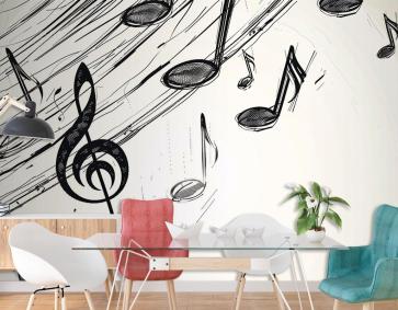 Müzik Notaları Çizimi Duvar Kağıdı